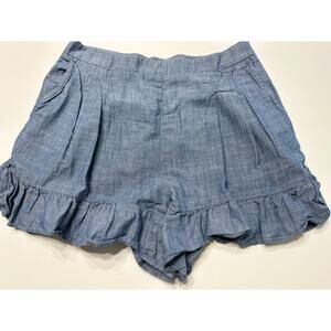J Crew Womens Size 2 Blue Chambray Ruffle Shorts